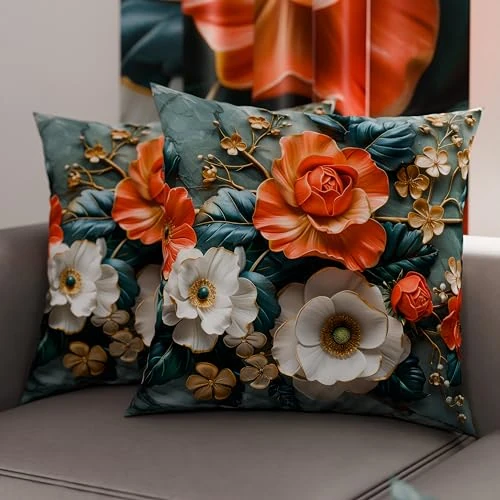 Tijdelijke aanbieding: PETTI Artigiani Italiani - Paar kussenslopen 60 x 60 cm van microvezel, decoratief kussen voor slaapkamer, bank, woonkamer, set van 2 kussenslopen, bloemenpatroon 05 18, 100% Made in Italy van 17.90 EUR naar 15.77 EUR (korting 12%)