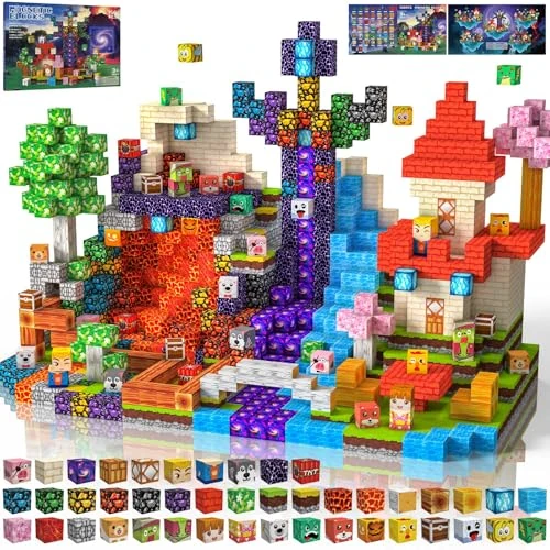 Bloques Magneticos Construccion Niños 150 Piezas 2CM 3+ Magneticas, Juego Magnetic Blocks Tiles Construcción, Juguetes Montessori para Niños 4 5 6 7 8 9 10 11 12 Regalos de Cumpleaños para Niñas