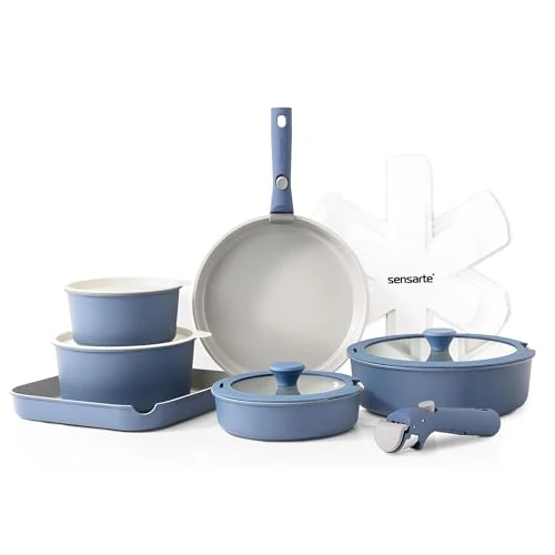 Offre limitee: SENSARTE Set de Casseroles et Poêles 17 Pièces - Revêtement Céramique Antiadhésif Sans PFAS - Batterie de Cuisine pour Induction/Gaz, Poignées Amovibles, Empilable et Lavable Lave-Vaisselle de 129.99 EUR a 94.99 EUR (economie 27%)