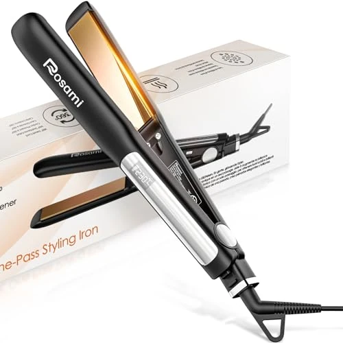 Rosami Piastra per Capelli 2 in 1 al Titanio, Ionica e Ultra Lucente, Riscaldamento Rapido 20s, Display LCD, Per Lisciare, Arricciare e Onde Perfette