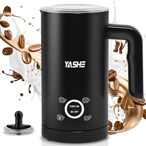 YASHE Electric Milk Frother, 4-in-1 Automatic Frother & Milk Steamer, 10oz/300ml Hot & Cold Foam Maker for Coffee, Latte, Cappuccino, Macchiato, Black and Black