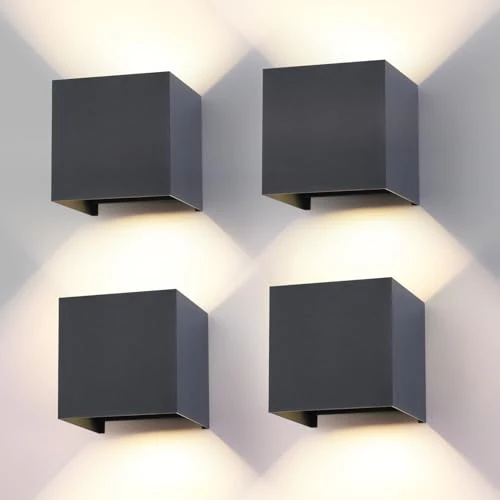 Limited offer: 4 Pack Outdoor Indoor LED Bulbs G9 Replaceable IP65 Waterproof Outdoor Wall Lamp Anthracite 4000K Natural Light Square Aluminum Lighting Angle Adjustment from 83.68 EUR to 83.68 EUR (save 0%)