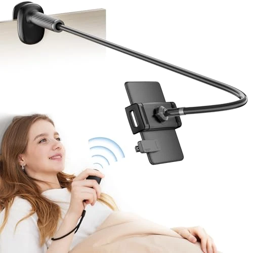 VOLTIFYMAX Supporto per Tablet con Gira Pagine Kindle per Leggere a Letto, Braccio Regolabile a Cigno per Accessori Kindle/Tablet/iPhone 4.7''-11'', Ideale per Lettori E-book