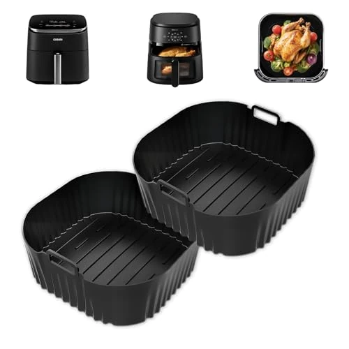 2 Piezas Molde Silicona Freidora de Aire, 23cm Caliente Air Fryer Accesorios Para Cosori 5,5L/6L/6,2L, Philips Série 2000 6.2L Na230/00,Accesorios Freidora de Aire,Recipiente Air Fryer
