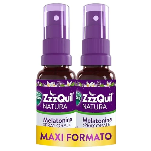 Offerta a tempo: ZzzQuil Spray Orale Integratore per il Sonno con Dose Flessibile da 0,5 mg a 1 mg di Melatonina, Aroma di Lavanda e Arancia, Senza Zucchero e Alcol, Formula Vegana, 30 ml, Maxi Formato 2 Confezioni - 17% da 35.50 € a 29.48 €