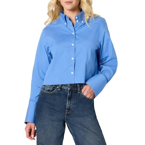 Oferta limitada: Amazon Essentials Camisa Corta con Botones de Popelina Elástica de aAgodón, Corte Holgado Mujer, Azul, XXL de 17.09 € a 17.09 € (ahorro 0.00%)