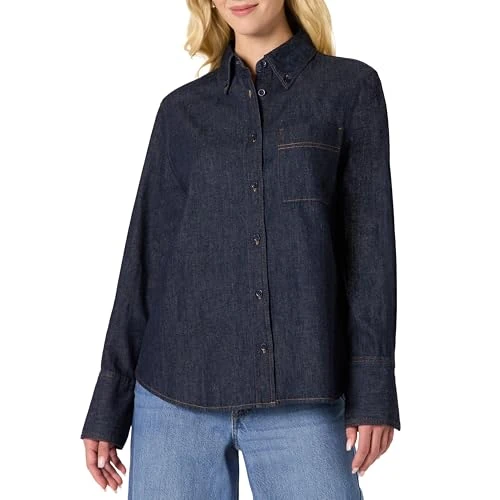 Amazon Essentials Damen Oversize-Denimhemd Mit Knopfleiste, Auswaschen, XL