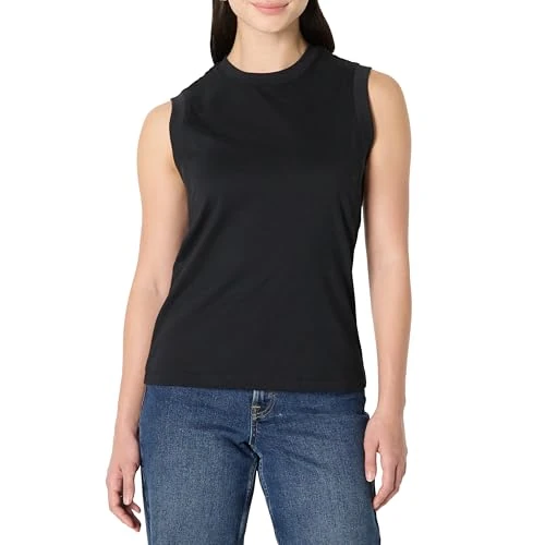 Amazon Essentials (Sélection de Demi) T-shirt à Larges Emmanchures en Coton, Coupe Décontractée Femme, Noir, XXL