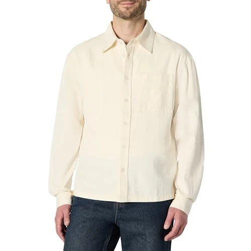 Amazon Essentials (Sélection de Demi) Chemise à Col Boutonné en Denim, Coupe Moderne Surdimensionnée Homme, Écru, XS
