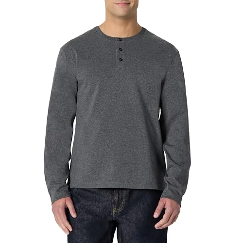 Offerta a tempo: Amazon Essentials Maglia con Collo Serafino a Maniche Lunghe Uomo, Carbone Puntinato, XL - 0.00% da 14.80 € a 14.80 €