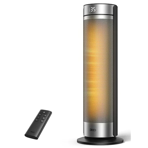 Offerta a tempo: DREO Stufa a Torre 23 Pollici 2000W Silenziosa, Riscaldatore Portatile con Telecomando, Oscillazione 70°, Timer 12H, 5 Modalità, Termoventilatore in Ceramica PTC con Termostato per Casa e Ufficio - 0% da 84.99 € a 84.99 €