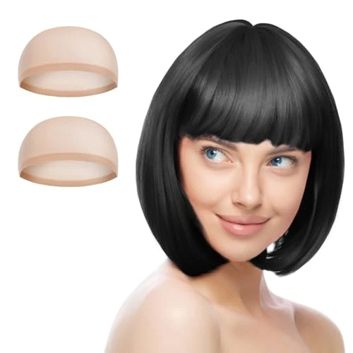 Offerta a tempo: AUYAO Aomig Caschetto Colorato Set Parrucca con 2 Cappucci, Parrucche a Spalla Bob per Spettacolo, Carnevale, Halloween e Feste - 37% da 11.99 € a 7.59 €
