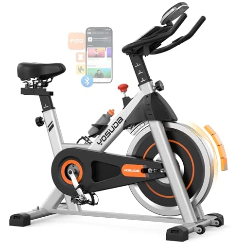 YOSUDA Cyclette da Casa con Resistenza Magnetica Regolabile 0-100%, Bicicletta per Allenamento Silenziosa con APP, Schermo LCD, Supporto Tablet, Capienza Massima 136 kg
