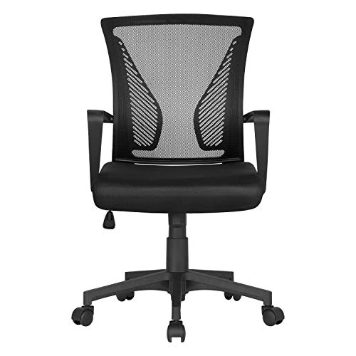 Soberine Office Chair, Ergonomic Desk Chairs with Swivel Arms and Wheels, Breathable Mesh Office Chair with Lumbar Support and Adjustable Height, Black