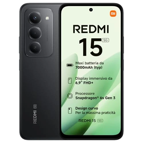 Zeitlich begrenztes Angebot: XIAOMI Redmi 15 5G, Smartphone 8+256GB, Handy mit Android, 6,9" FHD+ DotDisplay 144Hz, Snapdragon® 6s Gen 3, 6nm-Prozess, Octa-Core-CPU, 50MP Hauptkamera, 7000mAh, Schwarz von 249.90 € auf 149.90 € (40.02% Rabatt)