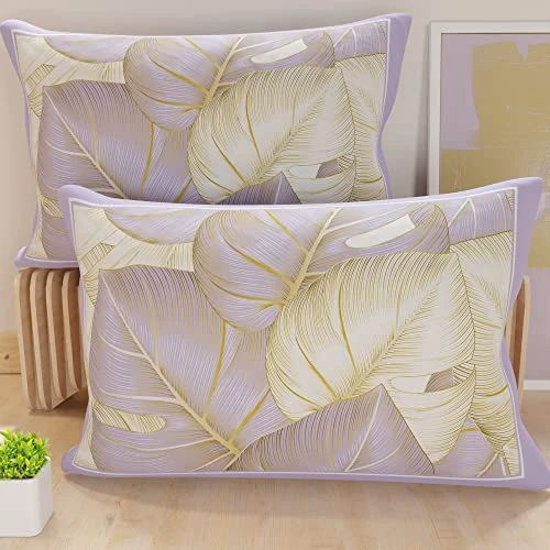 Oferta limitada: PETTI Artigiani Italiani - Par de Fundas de Almohada 40x70 cm, Pareja de Funda de Cojín Hojas Lila, 100% Microfibra Hipoalergénica, Paquete de 2, Made in Italy de 14.90 € a 14.90 € (ahorro 0.00%)