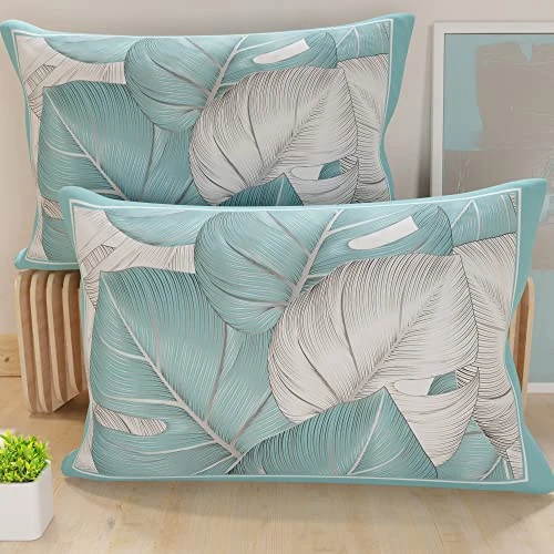 Tijdelijke aanbieding: PETTI Artigiani Italiani - Paar kussenslopen 40 x 60 cm, van microvezel, decoratief kussen voor slaapkamer, bank, woonkamer, set van 2 kussenslopen, tropisch lichtblauw A, 100% Made in Italy van 21.16 € naar 10.78 € (49.05% korting)