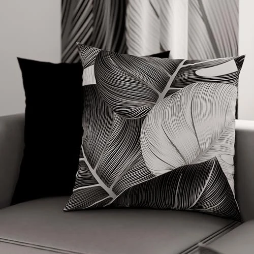 Offerta a tempo: PETTI Artigiani Italiani - Coppia di Federe Cuscino 30x30 cm in Microfibra, Cuscini Arredo Camera da Letto, Divano, Salotto, Set 2 Fodere Copricuscino, Federa Tropical Nero A, 100% Made in Italy - 54% da 13.90 € a 6.35 €