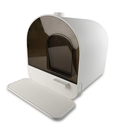 Ligo - Katzentoilette, geschlossen, große Katzentoilette mit Filter, auslaufsicher, geruchshemmend, leicht zu reinigen mit herausnehmbarer Schublade WEISS