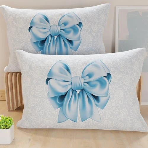 Offerta a tempo: PETTI Artigiani Italiani - Coppia di Federe Cuscino 40x70 cm in Microfibra, Cuscini Arredo Camera da Letto, Divano, Salotto, Set 2 Fodere Copricuscino, Federa Fiocco Celeste, 100% Made in Italy - 47% da 14.90 € a 7.93 €