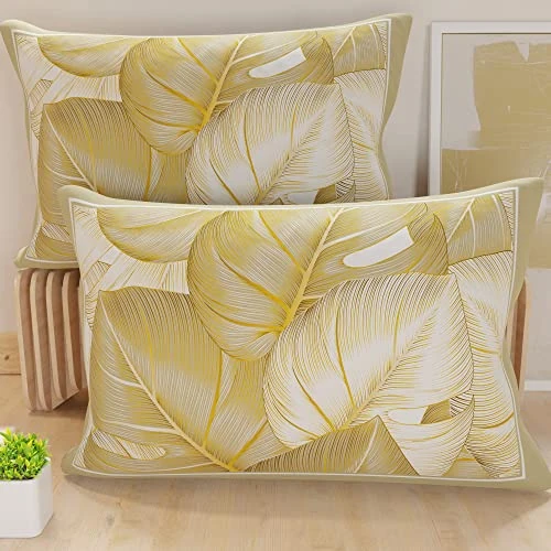 PETTI Artigiani Italiani - Pair of Pillow Cases 40 x 80 cm in Microfibre, Pillows for Bedroom Furniture, Sofa, Living Room, Set of 2 Cushion Covers, Tropical Cushion Cover, Taupe O, 100% Made in Italy