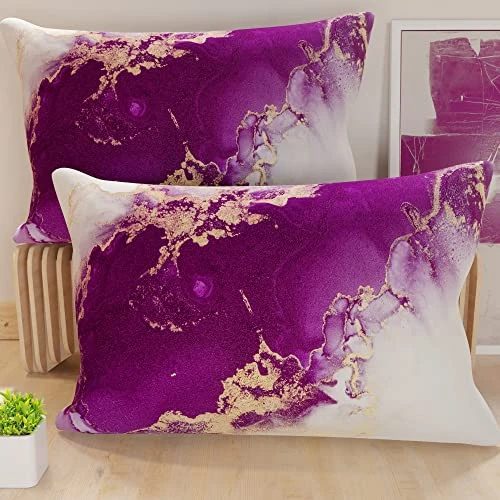 Offerta a tempo: PETTI Artigiani Italiani - Coppia di Federe Cuscino 40x70 cm in Microfibra, Cuscini Arredo Camera da Letto, Divano, Salotto, Set 2 Fodere Copricuscino, Federa Marble Viola, 100% Made in Italy - 41% da 14.90 € a 8.79 €