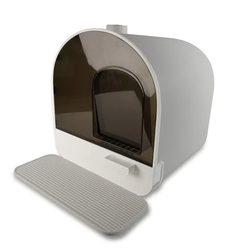 Ligo - Katzentoilette, geschlossen, große Katzentoilette mit Filter, auslaufsicher, geruchshemmend, leicht zu reinigen mit herausnehmbarer Schublade GRAU