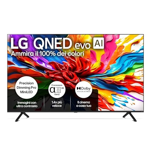 Offerta a tempo: LG QNED evo AI QNED92 Smart TV 75 pollici 4K, Processore α8 Gen2, Precision Dimming Pro con MiniLED, webOS con AI, Dolby Vision & Atmos, Gaming con VRR e FreeSync 4K@144Hz, 75QNED92A6A 2025 - 34% da 1899.00 € a 1259.00 €
