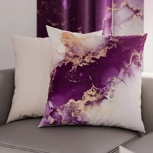 PETTI Artigiani Italiani - Pair of Pillow Cases 65 x 65 cm in Microfibre, Cushions for Bedroom Furniture, Sofa, Living Room, Set of 2 Cushion Covers, Purple Marble Pillowcase, 100% Made in Italy