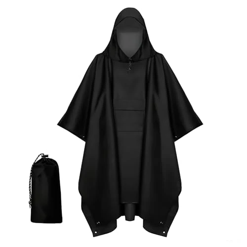 Oferta limitada: Keratobleem Poncho de Lluvia Impermeable,Poncho de Lluvia con Capucha, 3 en 1 Multifuncional Chubasquero Transpirable, para Viajes y Exteriores, para Hombre Mujer -Negro de 7.99 € a 7.21 € (ahorro 10%)
