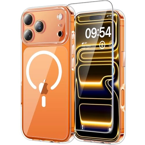 Limited offer: TAURI Magnetic for iPhone 17 Pro Max Case with HD Screen Protector [Compatible with MagSafe] Camera Lens Full Protection, Military-Grade Protection, Not-Yellowing Shockproof Phone Cover - Clear from 17.38 EUR to 10.95 EUR (save 37%)