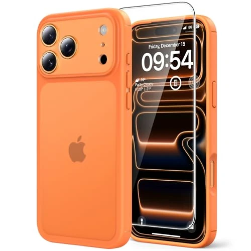 Offre limitee: TAURI Coque pour iPhone 17 Pro avec Verre Trempé,Protection Totale de la Caméra, Protection Militaire, Coque Bumper Translucide Mate Antichoc - Orange Mat de 13.99 EUR a 13.99 EUR (economie 0%)