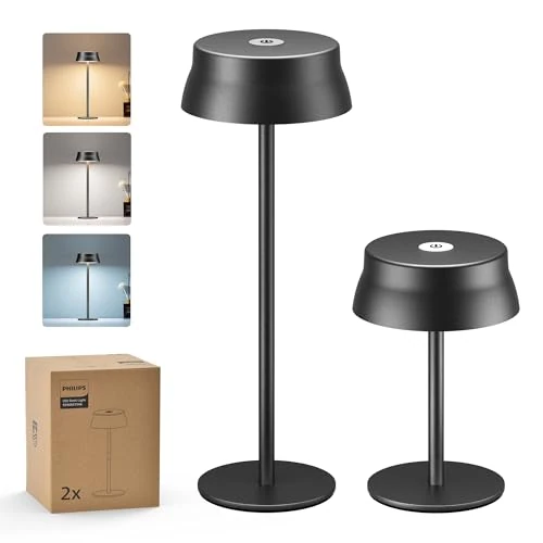 Offerta a tempo: Philips Set di 2 lampade da tavolo senza fili, da scrivania a LED portatili per esterni, alimentate a batteria ricaricabile, 2 altezze regolabili, controllo tattile e 3 colori con regolazione continua - 0.00% da 26.62 € a 26.62 €