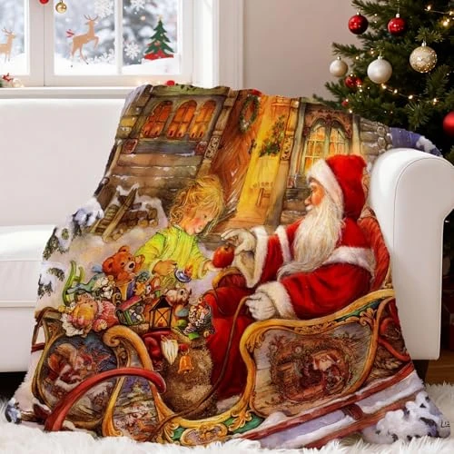 Offerta a tempo: KXHHYB Coperta natalizia 130x150cm,coperta divano natalizia, coperta natalizia matrimoniale morbida e calda, per divano, ufficio, viaggi all'aperto (G,130x150cm) - 25% da 22.74 € a 16.99 €