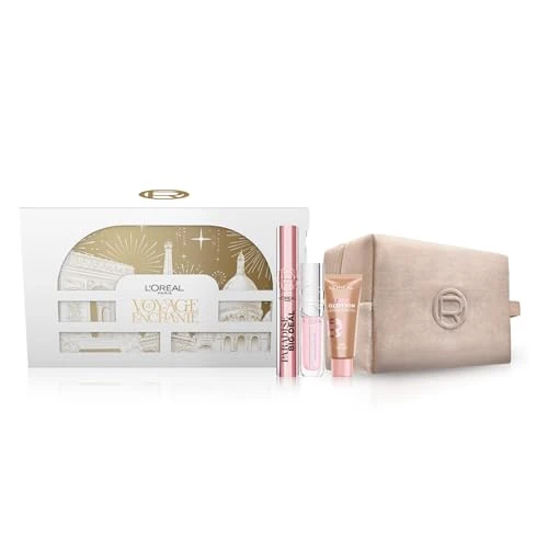 Offerta a tempo: L'Oréal Paris Natale Beauty Regalo Make Up con Mascara Big Deal, Lucidalabbra Plump Ambition e Illuminante Mini Lumi Glotion, Per i Tuoi Look Festivi, Con Elegante Beauty Champagne in Velluto - 32% da 29.50 € a 19.99 €