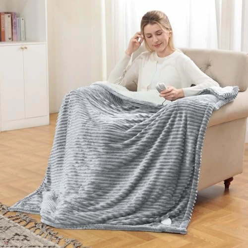 Offre limitée : Couverture Chauffante 180x135cm avec Arrêt Automatique,Flanelle-Gris | 6 Niveaux,Minuterie 1-10h,Protection Surchauffe,Resistant La Decoloration,Lavable en Machine,pour Aux Maisons et Aux Bureaux de 46.88 € à 49.41 € (-5.40% de remise)