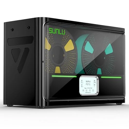 SUNLU Officiële filamentdroger S4, 2025 verbeterde 3D-printer 4-spoel filamentdehydrator, automatische vochtigheidsregeling, snelle verwarming, temperatuurbalans, filamenten opbergdoos, zwart