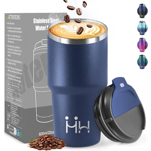 HoneyHolly Coffee Thermos 600 ml, Reusable Leak Proof Thermal Mug, Thermal Tumbler, 304 Stainless Steel, Travel Mug for Hot and Cold Coffee, Milk and Tea