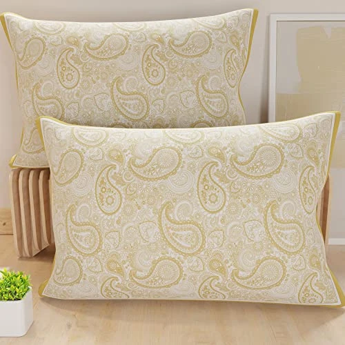 PETTI Artigiani Italiani - Pair of Pillow Cases 80 x 40 cm in Microfibre, Cushions for Bedroom Furniture, Sofa, Living Room, Set of 2 Cushion Covers, Paisley Cushion Cover, Taupe, 100% Made in Italy