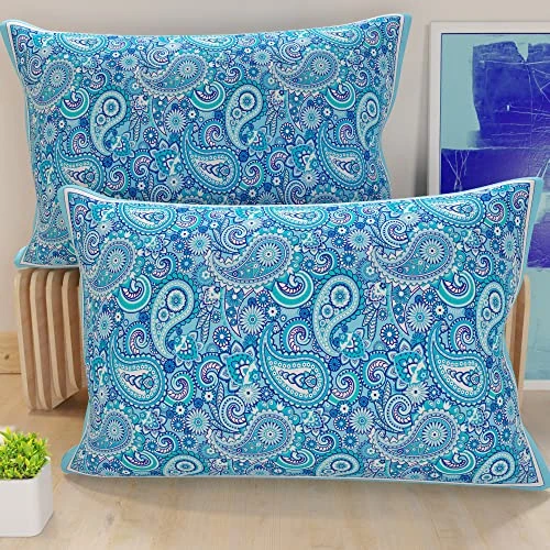 Offerta a tempo: PETTI Artigiani Italiani - Coppia di Federe Cuscino 50x30 cm in Microfibra, Cuscini Arredo Camera da Letto, Divano, Salotto, Set 2 Fodere Copricuscino, Federa Paisley Azzurro, 100% Made in Italy - 40% da 13.90 € a 8.28 €
