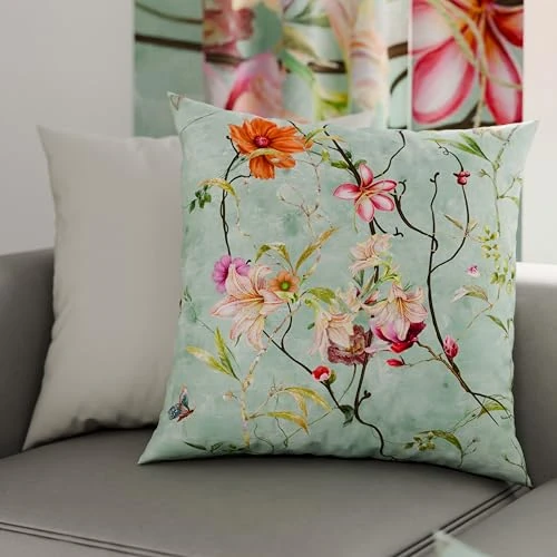 PETTI Artigiani Italiani - Para poszewek na poduszki 35 x 35 cm z mikrofibry, poduszka do sypialni, sofa, salon, zestaw 2 poszewek na poduszki, akwamarynowa wiosenna poszewka na poduszkę, 100%