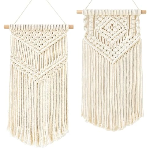 Tijdelijke aanbieding: CharmBurst 2 Stuks Macrame Wanddecoratie Klein, Boho Wandtapijt Voor Woonkamer Slaapkamer, Hangende Wanddecoratie Voor Boho Decor Buiten, Tapisserie Decor Wandtapijten van 17.99 EUR naar 12.59 EUR (korting 30%)