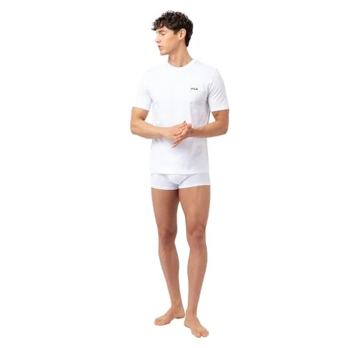 Offerta a tempo: FILA Maglia da Corpo da Uomo, Maglietta da Uomo, 100% Cotone, vestibilità Regolare e Scollo Rotondo (Set di 2) - 15% da 15.85 € a 13.47 €