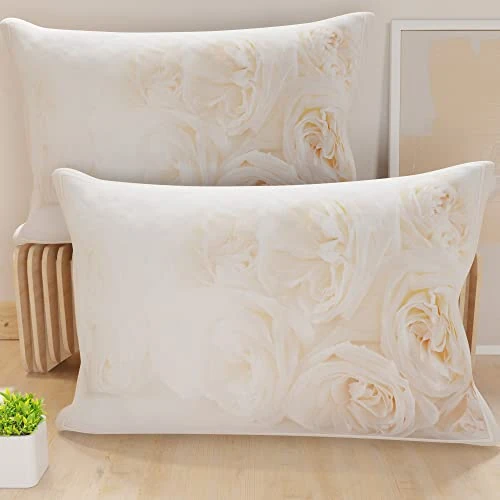 Offerta a tempo: PETTI Artigiani Italiani - Coppia di Federe Cuscino 50x30 cm in Microfibra, Cuscini Arredo Camera da Letto, Divano, Salotto, Set 2 Fodere Copricuscino, Federa Floreale Bianco, 100% Made in Italy - 15% da 13.90 € a 11.78 €