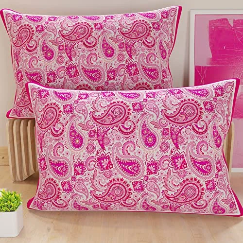 PETTI Artigiani Italiani - 1 paar kussenslopen 80 x 40 cm van microvezel, decoratief kussen voor slaapkamer, bank, woonkamer, set van 2 kussenslopen, paisley roze, 100% Made in Italy