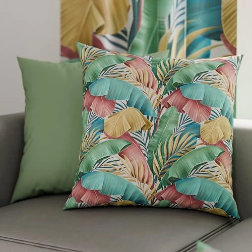 PETTI Artigiani Italiani - Pair of Pillow Cases 45 x 45 cm in Microfibre, Cushions for Bedroom Furniture, Sofa, Living Room, Set of 2 Cushion Covers, Tropical Multicolour Pillowcase, 100% Made in
