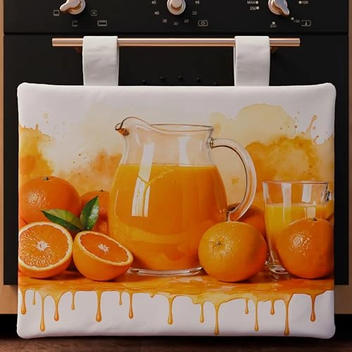 PETTI Artigiani Italiani - Tekstylia kuchenne, pokrowiec na piekarnik 40 x 50 cm z mikrofibry, nowoczesny pokrowiec na piekarnik z pomarańczowym nadrukiem cyfrowym, 100% wyprodukowano we Włoszech