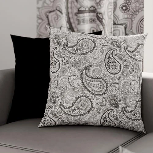 PETTI Artigiani Italiani - 1 paar kussenslopen 30 x 30 cm van microvezel, decoratief kussen voor slaapkamer, bank, woonkamer, set van 2 kussenslopen, paisley, zwart, 100% Made in Italy