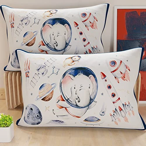 PETTI Artigiani Italiani - Lot de 2 Taies d'Oreillers 145x40 cm 100% Microfibre Hypoallergénique, Housse Oreiller Rectangulaire Enfants Garçon, Paquet de 2, Fabriqué en Italie