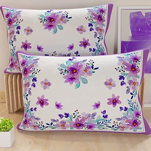 Offerta a tempo: PETTI Artigiani Italiani - Coppia di Federe Cuscino 50x30 cm in Microfibra, Cuscini Arredo Camera da Letto, Divano, Salotto, Set 2 Fodere Copricuscino, Federa Floreale Viola, 100% Made in Italy - 41% da 13.90 € a 8.19 €